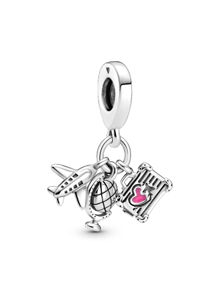 Airplane, Globe & Suitcase Dangle Charm