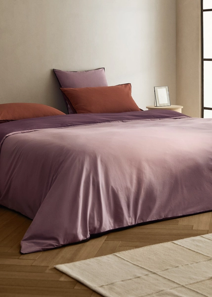 Housse de couette percale de coton 200 fils overlock  contraste lit 200 cm - Home | MANGO France métropolitaine
