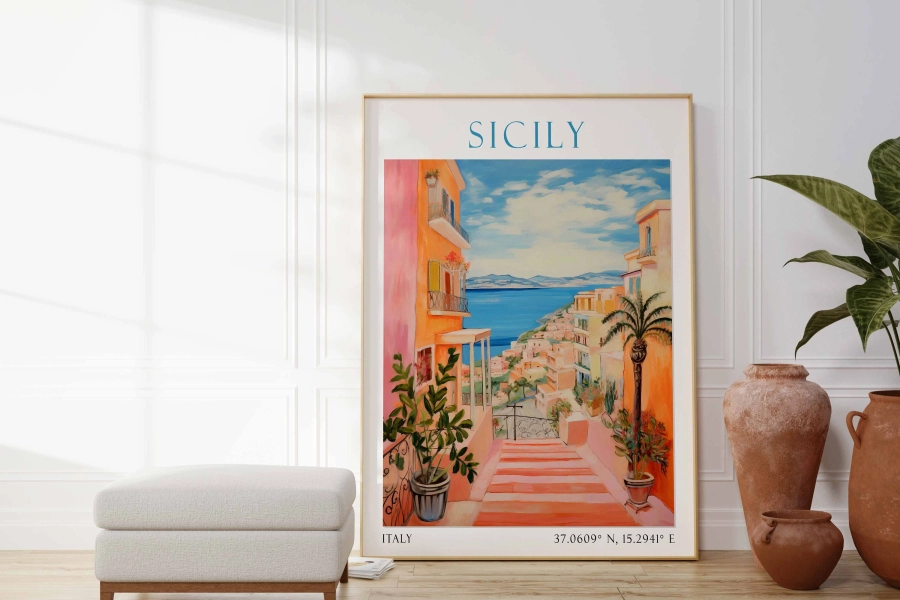 Sicily Travel Print, Sicily Wall Art, Sicily Print, Sicily Poster, Italy Print, Italy Wall Art, Italy Poster, Sicily Art