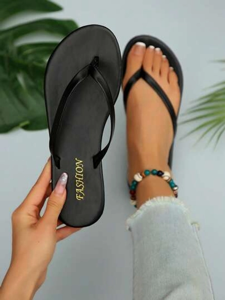 New Spring/Summer Toe-Strap Sandals, Round Toe Flat Flip-Flops, Casual Slip-On Slippers For Indoor & Outdoor Wear