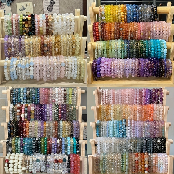 80pcs Set (80 Beaded Bracelets) Colorful 8mm Glass Bead Elastic Bracelets - Multicolor Glass Beads (,,,,, Indigo,) for &, Stretch Fit for Daily Wear, Parties, Anniversaries - Year-Round Jewelry, for Teenager