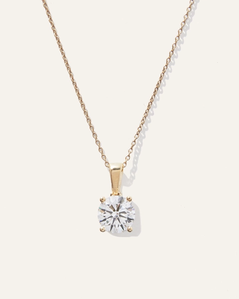 14K Gold Lab Grown Diamond Solitaire Necklace in Yellow Gold