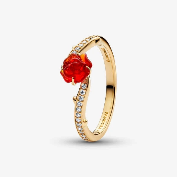 Pandora Disney Princess Belle 14k Gold-Plated Rose Ring
