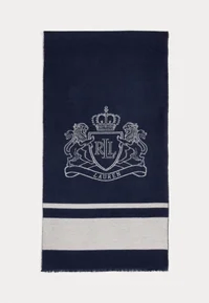 TWO-TONE CREST JACQUARD WRAP SCARF - Sciarpa - navy/cream