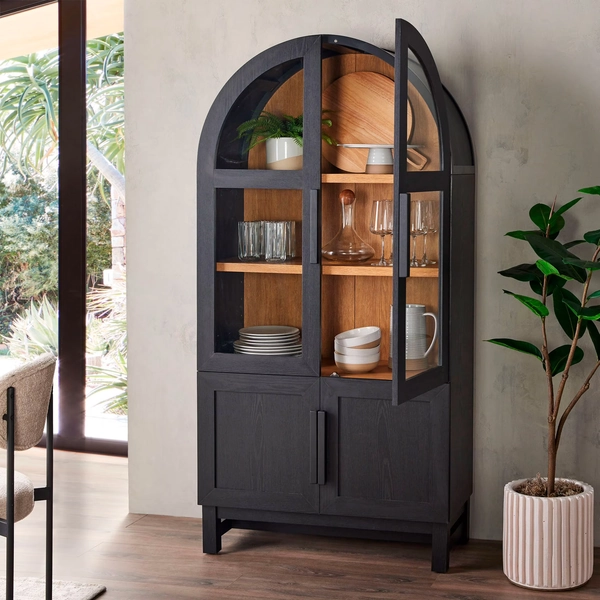 Better Homes & Gardens Juliet Kitchen Rounded Arch Cabinet, Rich Black - Walmart.com
