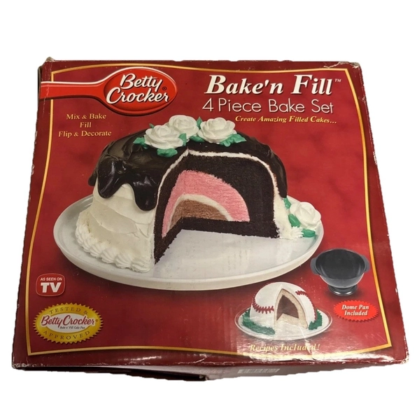 Betty Crocker Bake 'n Fill 4 Piece Cake Set & Decorate Recipes Included 2005