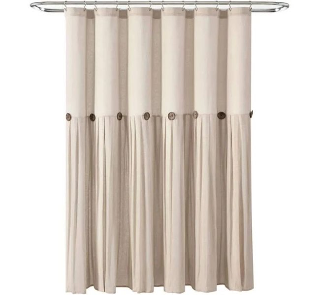 Lush Decor Linen Button Shower Curtain