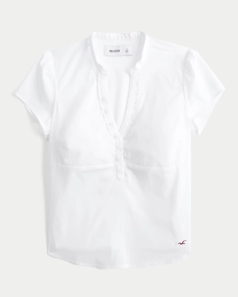 Short-Sleeve V-Neck Henley Shirt