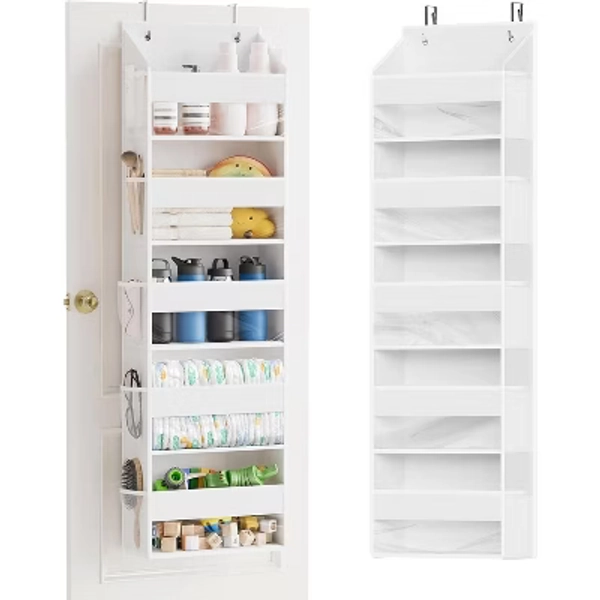 SpaceAid Over the Door Organizer – 5 Pocket Hanging Storage with Mesh Sides and Clear Windows