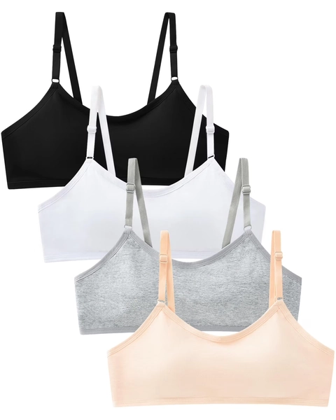 4 Pack Big Girls' Training Bra Flex Fit Seamless Wireless Light Girl Training Bra Training Bras Padded Bras for Girls 10-16 - Walmart.com