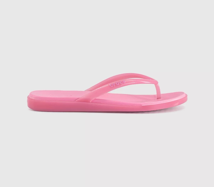 Crocs Miami Round Toe Flip Flops Pink Lemonade Jelly - Women’s Sandals