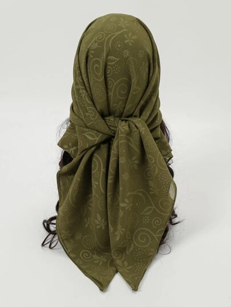 1pc Floral & Scroll Print Bandana Women Square Scarf Elegant Bandana,Hair Band,Head Band Ideal For Dressing Up Your Look