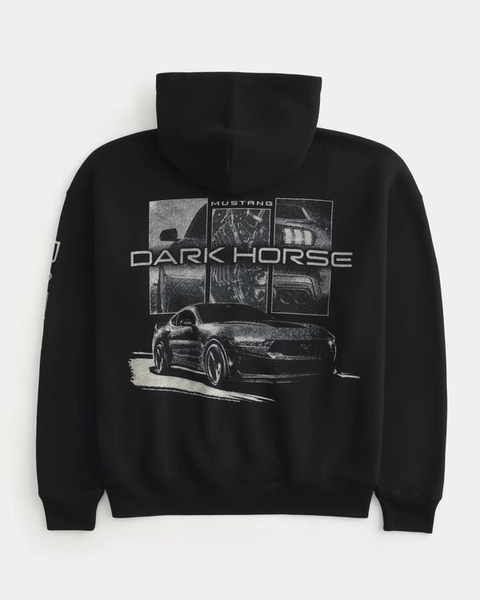 Boxy Zip-Up Ford Mustang Dark Horse Graphic Hoodie