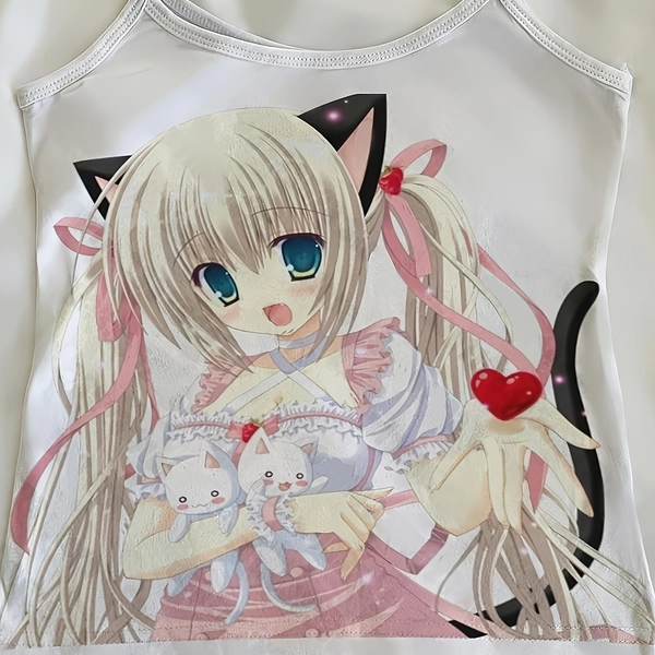 Y2K Cute Print Vest Streetwear Gothic Harajuku Graphic Slim Tank Vintage Punk Print Sexy Women'S Clothing (ZCDX)