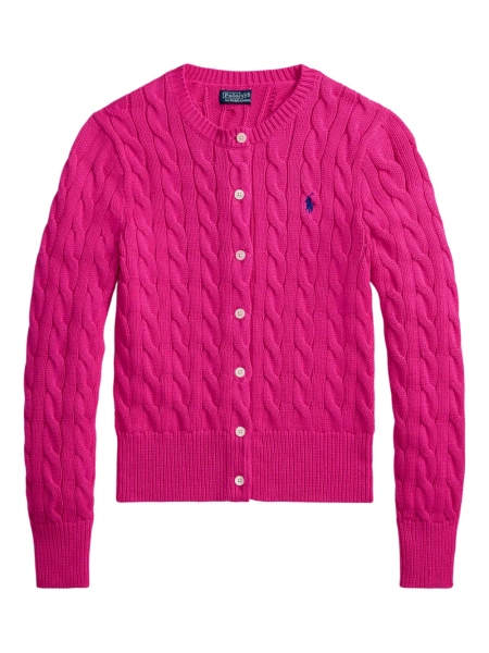 Polo Ralph Lauren cable-knit crew-neck Cardigan | Pink | FARFETCH