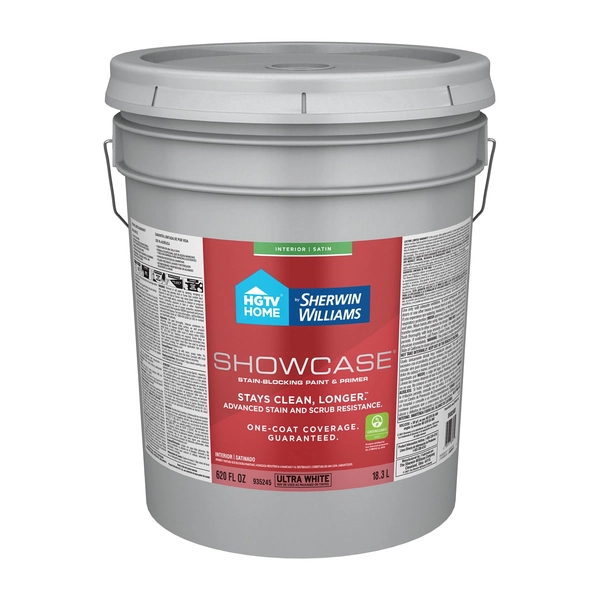 HGTV HOME by Sherwin-Williams Showcase Satin Ultra White Tintable Interior Paint Paint + Primer ( 5-gallon )