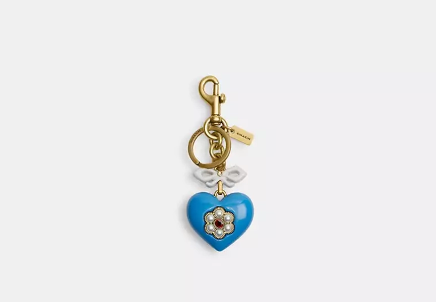 Coach Brass/Blue Multi Heart Bag Charm