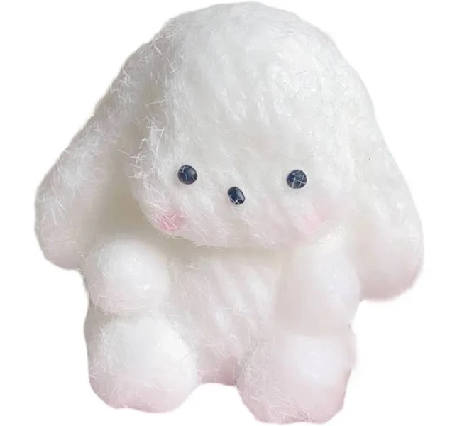 Cute Flocking Bunny Taba Squishy Stress Relief Decompression Toy Squeeze Plush Rabbit Anti Stress Fidget Toy For Adult Kids Gift