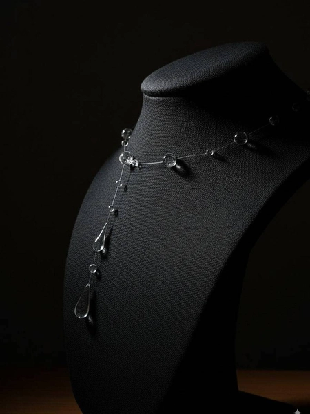 Clear Resin Water Drop Choker with Floating Crystal Teardrops - Handmade Catwalk Choker Necklace