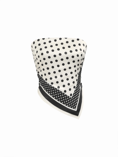 Top Bandeau con Puntos, Sin Mangas, Apretado y Faldón Asimétrico