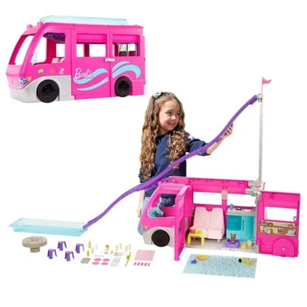 Barbie Doll DreamCamper Van Playset with Pets, Pool, Slide & Accessories, Toys For Ages 3 Years Old & up, Size: One size