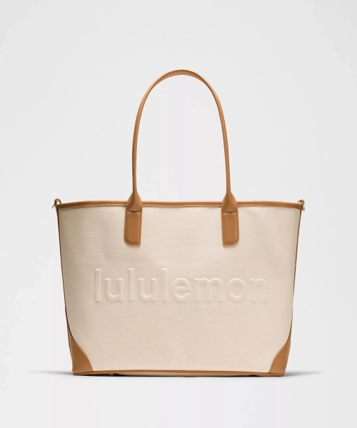 Classic Canvas Tote Bag 16L - Natural/Chestnut Brown - ONE SIZE