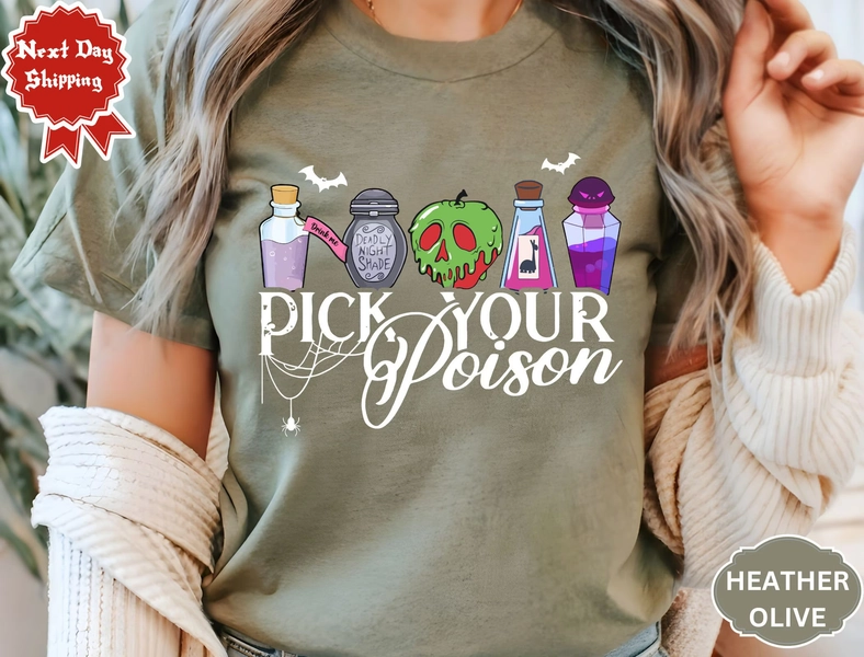 Pick Your Poison Shirt, Disney Family T-Shirt, Disney Villain Shirts, Halloween T-Shirts, Disney Witch tshirt, Witch Halloween Gift Tees