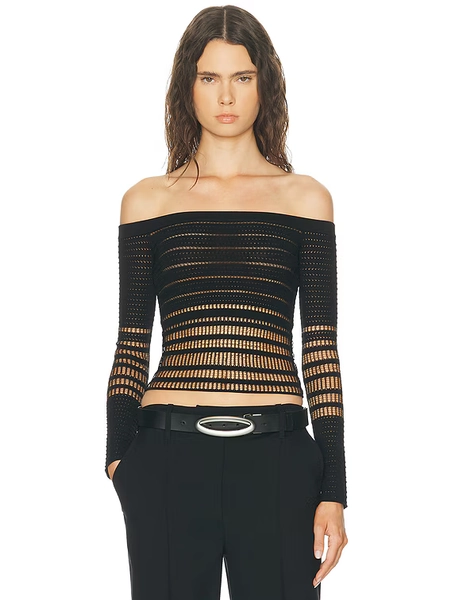 HAELO Veiled LS Top in Black | FWRD