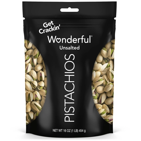Wonderful Pistachios In-Shell Unsalted Nuts, 16 Ounce Resealable Bag - Walmart.com