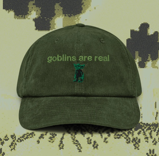 Green corduroy goblin cap