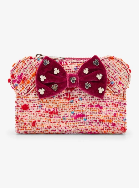 Loungefly Pink Bouclé Fabric Minnie Mouse Ears Wallet - BoxLunch Exclusive