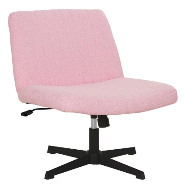 BestMassage Criss Cross Chiar Armless Adjustable Swivel Padded Home Office Desk Chair Wide Seat Computer Task for Home Office, Pink