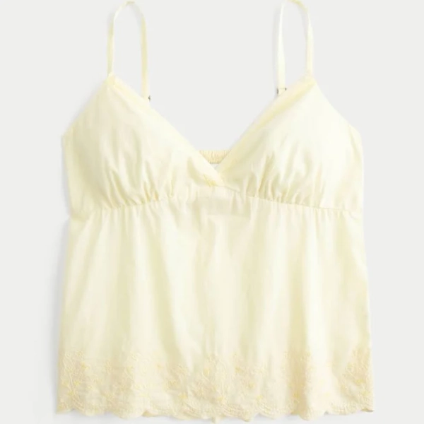 Hollister Women's Shimmer Embroidered Babydoll Top