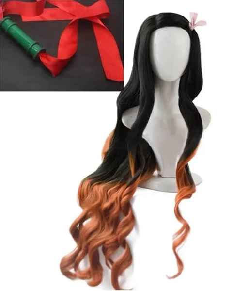 Kimetsusu Yaibaba Kamadodo Nezukoko Cosplay Wig Heat Resistant Synthet