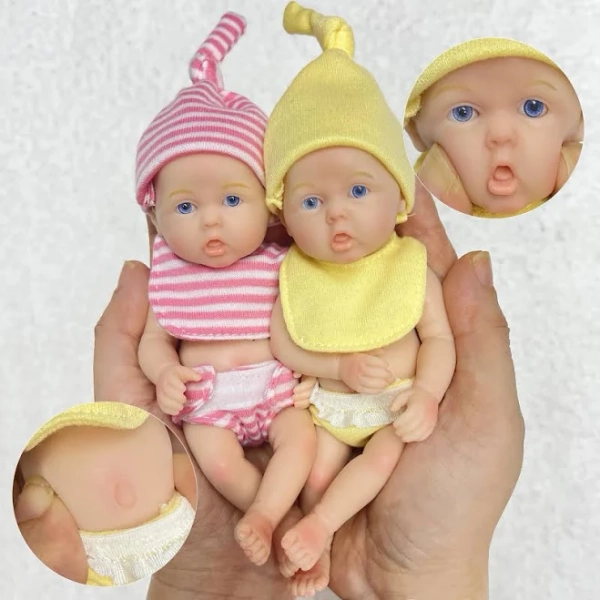 6 Inch Full Silicone Mini Reborn Girl Bebe Lifelike Handmade Soft Bebe Reborn Doll Palm Lovely Toys