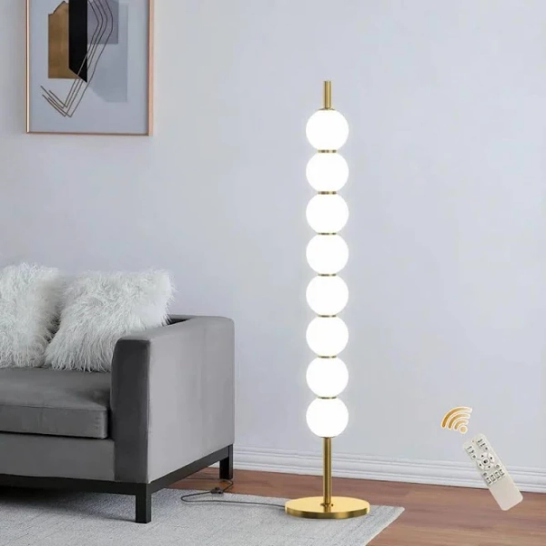 Genoci Column 47.2 in. Gold Modern 8-Light Floor Lamp Dimmable Integrated Standard LED Floor Lamp for Living Room Bedroom