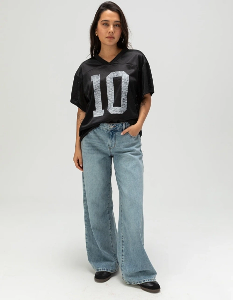 RSQ Womens Mid Rise Wide Leg Jeans - LIGHT WASH