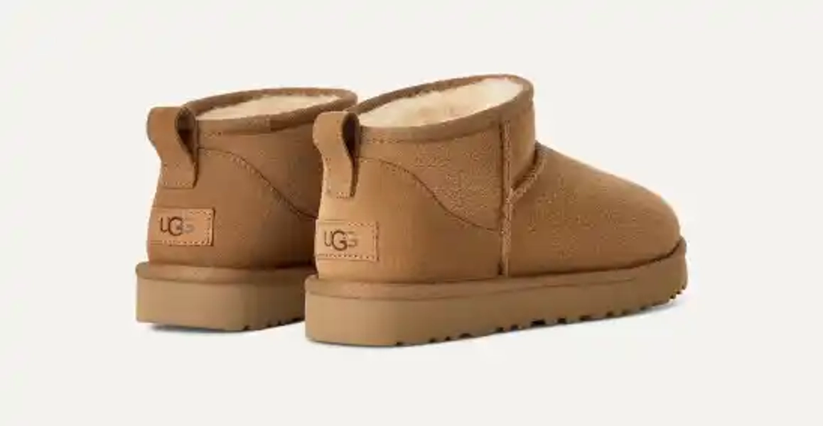 UGG® Women's Classic Ultra Mini Sheepskin Classic Boots in Moss Green/Amphora, Size 5