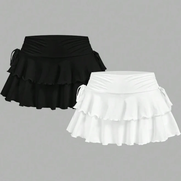 SHEIN Women's Ruched A-Line Knitted Skirt Set
