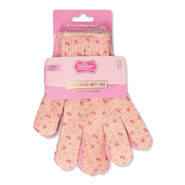 Ditsy Rose Print Exfoliating Bath & Shower Gloves Duo Set