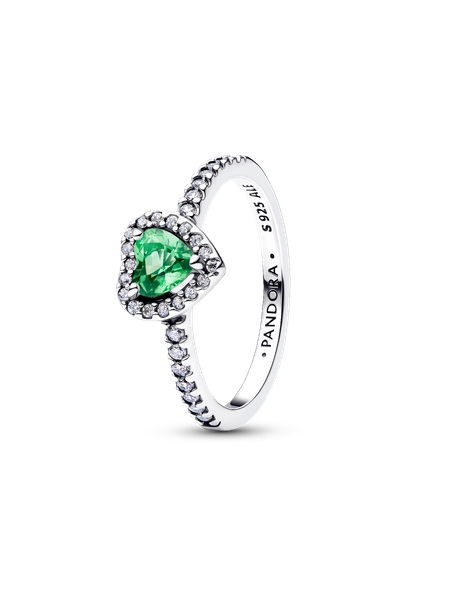 Anello Cuore in Rilievo Verde Chiaro