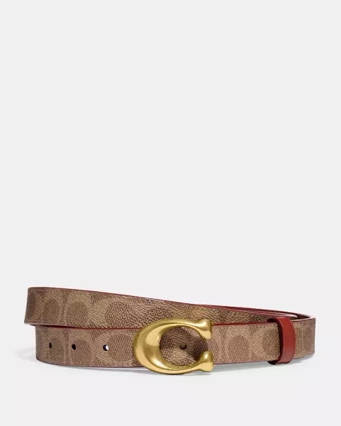 Brass/Tan/Rust Sculpted C Buckle Cut-To-Size Reversible Belt, 25 Mm