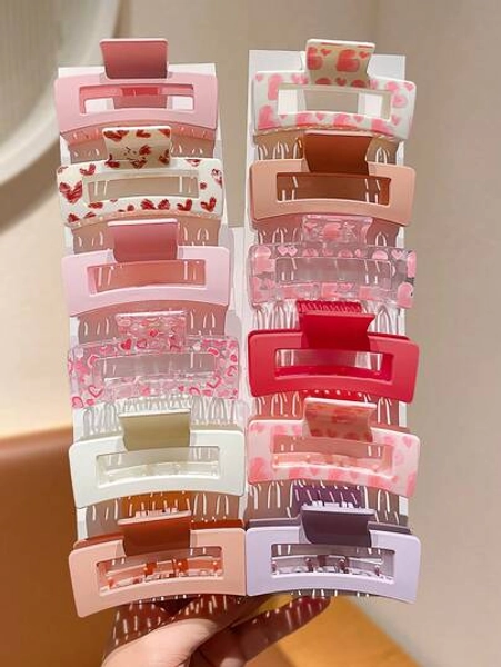 5/10pcs Multi-Color Square Hair Clips, Cute Gift For Girls, Suitable For Casual Daily Wear, All Seasons