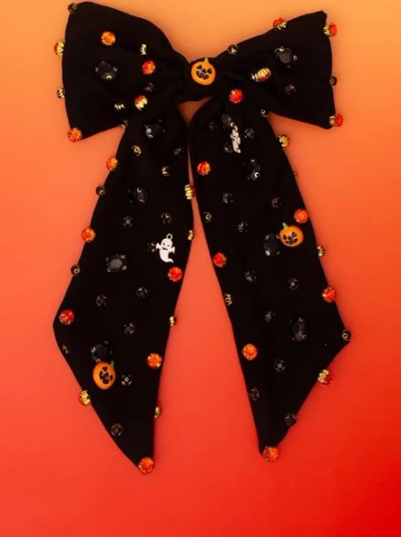 Iris Halloween Jack-O’-Lantern Enamel Bow Barrette Hair Clip