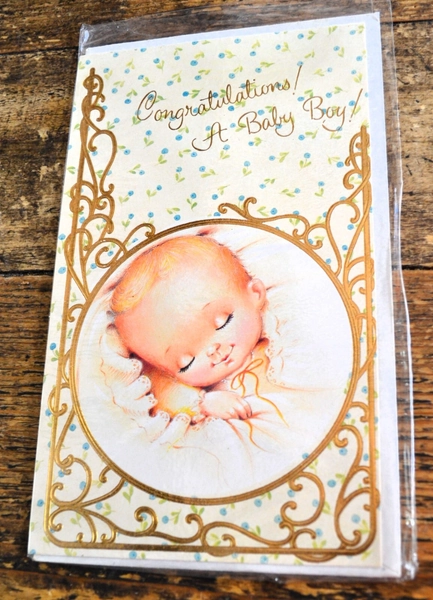 Vintage Original 1970s / 1980s Sealed Unused Card It's a Boy Son New Baby