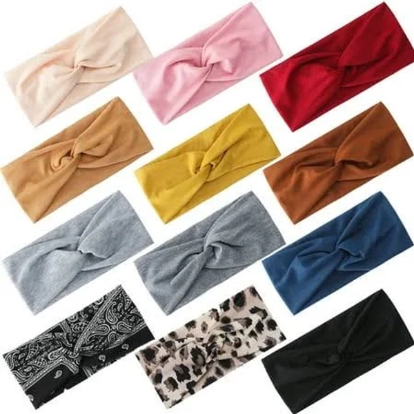 Women's Stretchy Absorbed Knotted Headbands (12 Pcs)