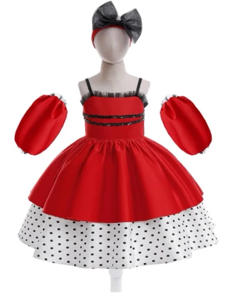 Girl's Fit and Flare Dress Set with Big Bow