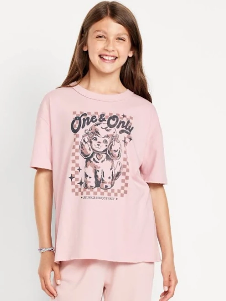 Old Navy Kids Oversized Raw-Edge Graphic T-Shirt
