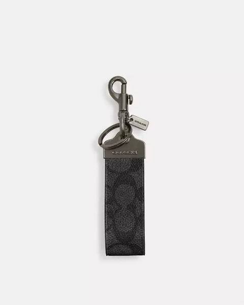 Gunmetal/Charcoal Loop Key Fob In Signature Canvas