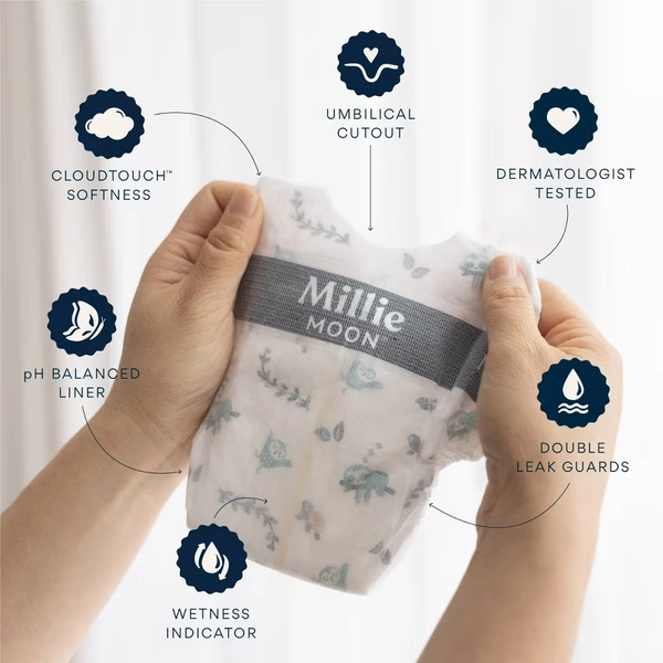 Millie Moon Luxury Disposable Diapers - (Select Size and Count)